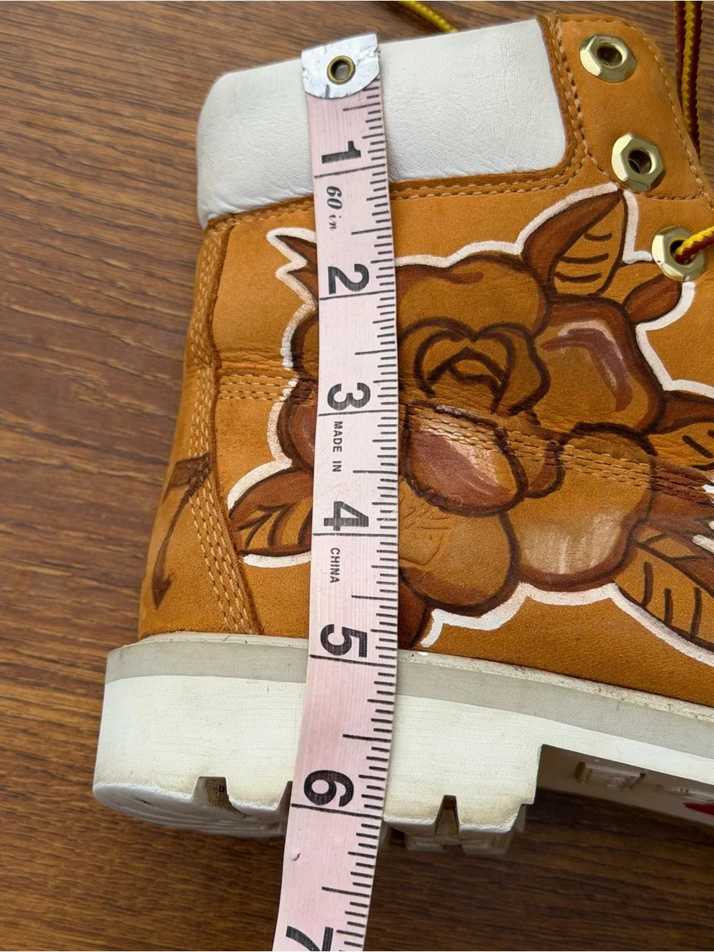 Timberland 6” Custom Hand Painted Aquarius Skull Rose Boots Boys 5.5 Women 7